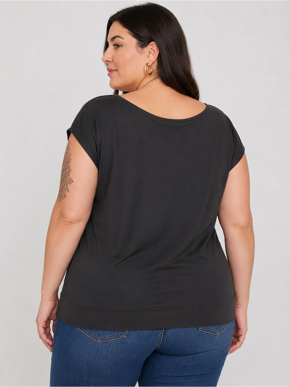 Travel Elements Black Draped Cowl Neck Top โ Size 1X โ Made in Canada - Picture 3 of 6